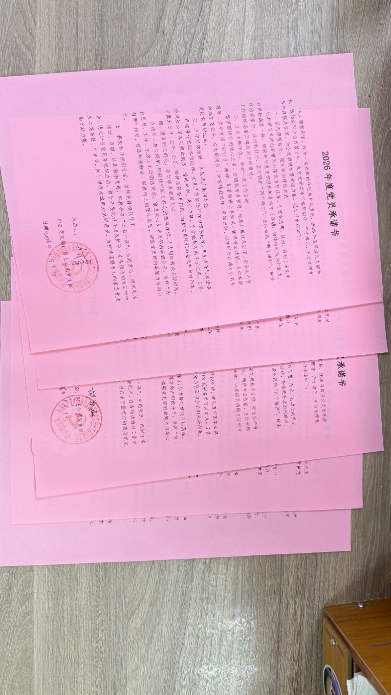 签定2026年度党员承诺书